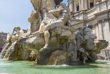 Fototapeta na wymiar Fontana dei Quattro Fiumi, Piazza Navona in Rome