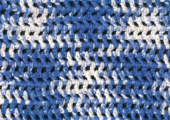 Closeup blue and white crochet pattern