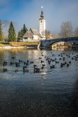 Church in Ribcev Laz on the Bohinj Lake, in Slovenia