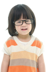 Cute asian baby wearing glasses