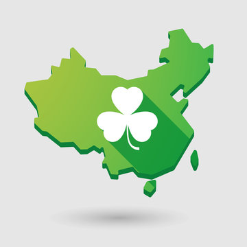 China map icon with a clover