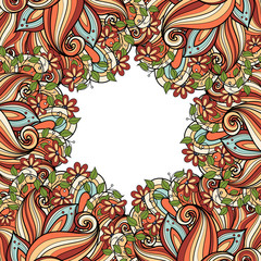 Vector Colored Floral Background. Hand Drawn Texture with Flower