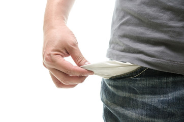 Man with empty pocket