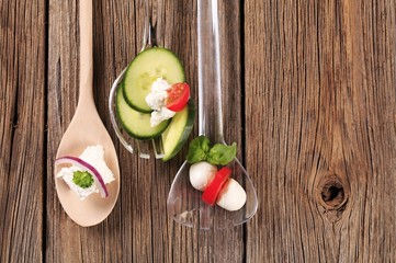 Fresh cheese and vegetables