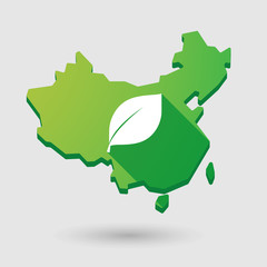 China map icon with a leaf
