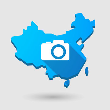 China map icon with a photo camera