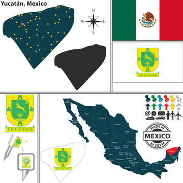 Map of Yucatan, Mexico