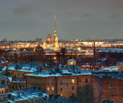 Saint-Petersburg building residential on  background of Peter an