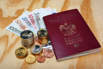 Polish passport and euro money