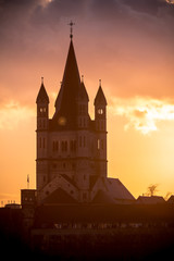 Great St. Martin Church and Tower of City Hall, Cologne, Germany