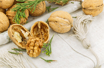 Walnuts on a napkin