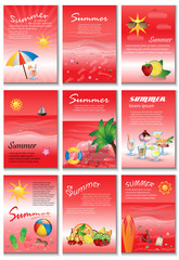 Summer Placard Template Set - Vector Illustration, Graphic Design, Editable For Your Design