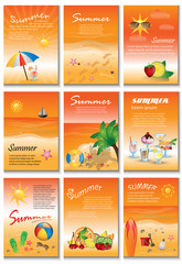 Summer Placard Template Set - Vector Illustration, Graphic Design, Editable For Your Design
