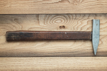 old hammer on the table