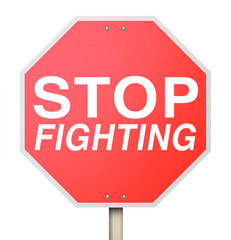 Stop Fighting Red Road Traffic Sign Ceasefire Peace Truce Treaty