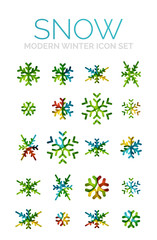 Fototapeta na wymiar Set of Christmas snowflake icons