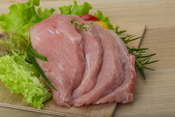 Raw pork schnitzel
