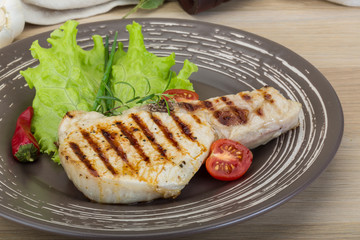 Grilled pork steak