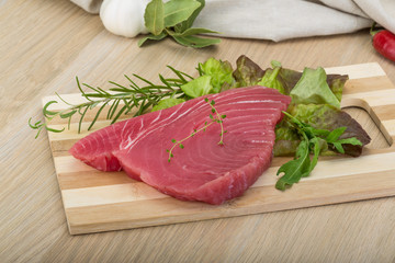 Raw tuna steak