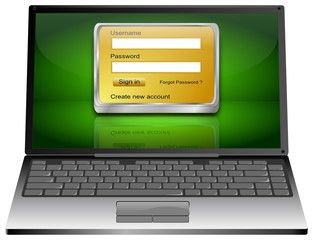 Laptop mit Login Fenster