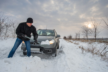 Car stuck in snow