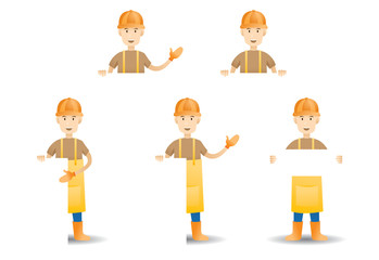 Handyman, Builder, Craftsman, with Empty Banner