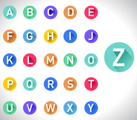 Long flat shadow alphabet on white background - vector eps10