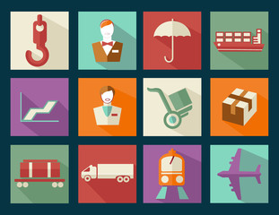 flat design icons of cargo