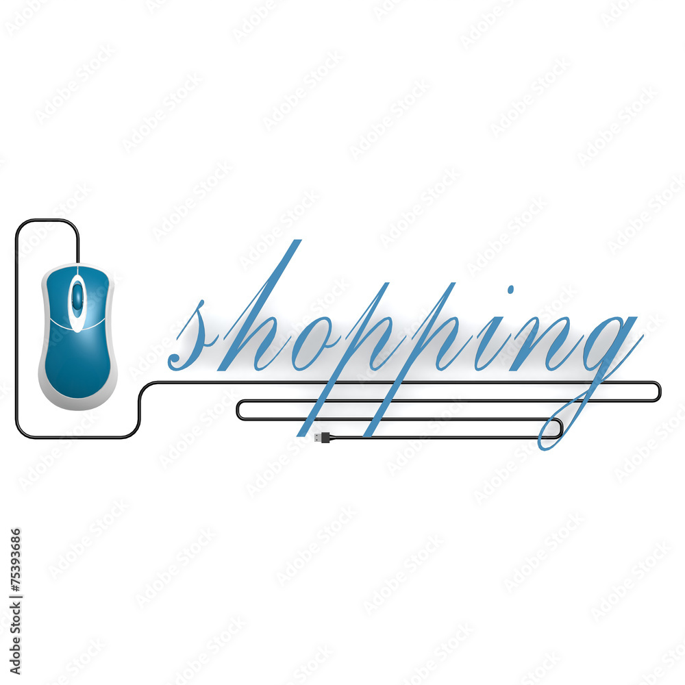 Poster shopping word with computer mouse