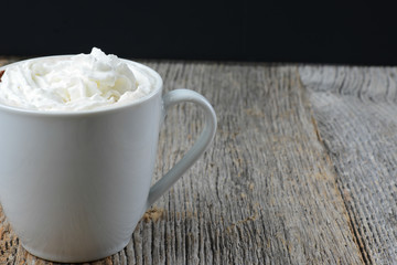 Mint Hot Chocolate on Wood Background