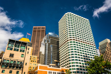 Fototapeta na wymiar Cluster of skyscrapers in Boston, Massachusetts.