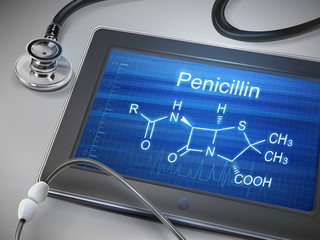 penicillin word displayed on tablet