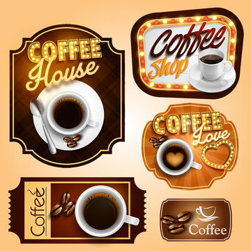 coffee stickers and labels