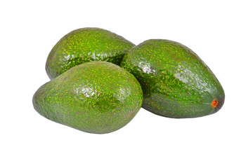 Some avocado fruit, isolated on a white background