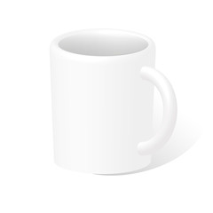 Photorealistic white 3D cup. Vector illustration