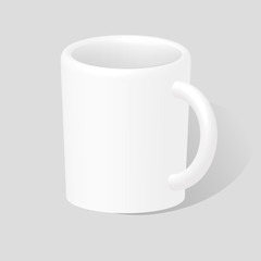Photorealistic white 3D cup. Vector illustration