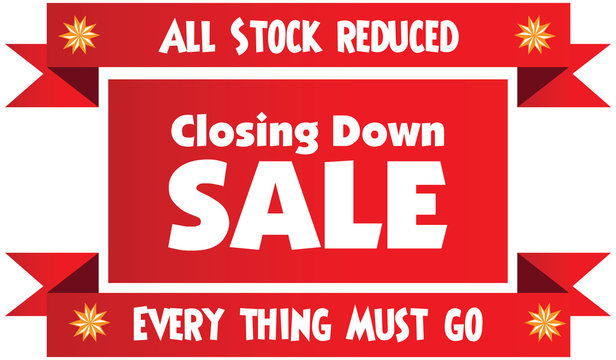 Closing down sale label or badge isolated on white background.