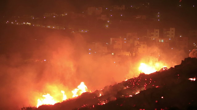 Forest Fire Near Houses