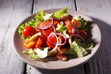 Fresh fish salad with vegetables