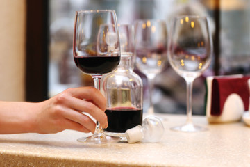 Wine tasting in bar