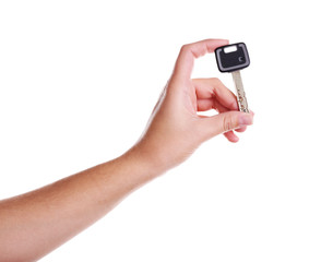 Key in hand isolated on white