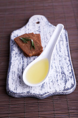 Crispbread with sprigs of rosemary