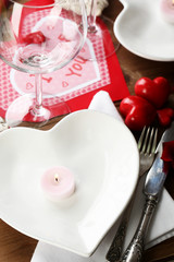 Table setting of Valentines Day