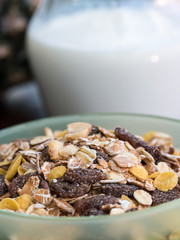 Muesli Breakfast Indicates Cereal Natural And Milk
