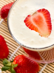 Strawberry Cream Smoothie Shows Milk Shake And Beverage