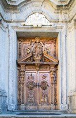 carved wooden portal