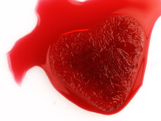 Red heart-shaped ice in the blood.