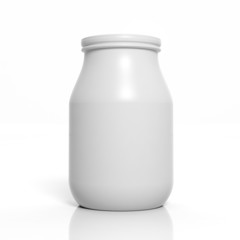 3D blank jar mockup isolated on white
