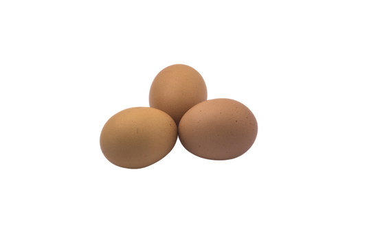 Three egg formation in white background