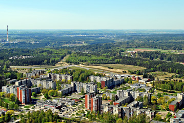 Vilnius city capital of Lithuania aerial view